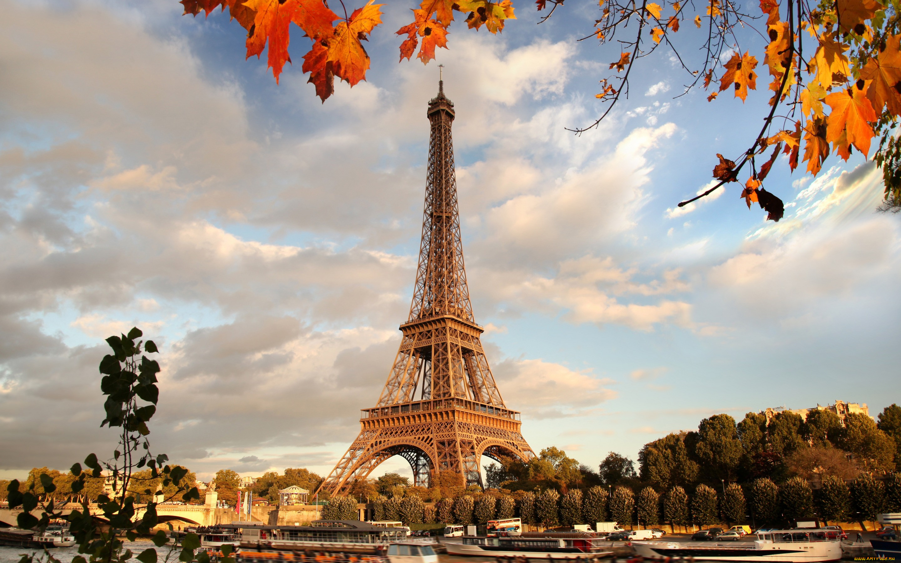 ,  , , autumn, paris, eiffel, tower, france, , leaves, , river, cityscape
